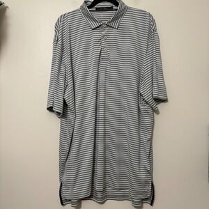 RLX Ralph Lauren Mens Grey White Striped Performance Golf Polo‎ Shirt Large L
